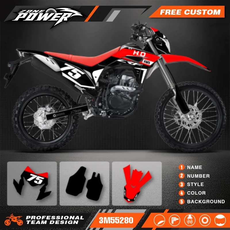 Powerzone Motorcycle Graphic Decal Stickers Kits For Honda CRF150L 2018 2019 2020 2021 Number Name Customize 003