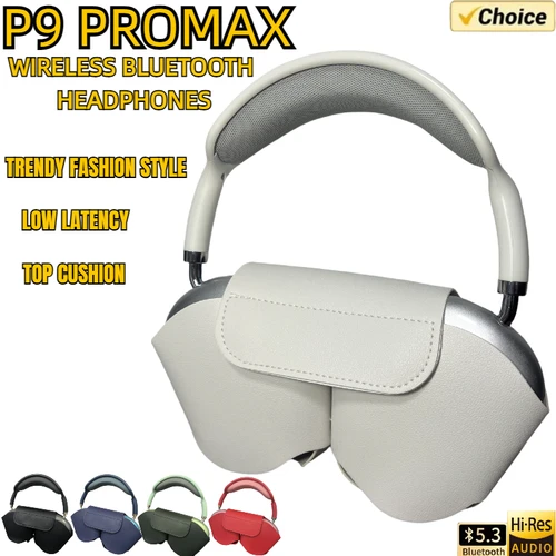 P9 Promax Plus 케이스 무선 블루투스 헤드폰 야외 스포츠 게임 무선 헤드셋은 IOS 전화 PC 용 TF 카드를 지원합니다 