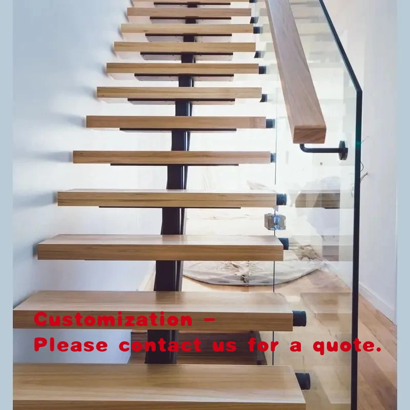 custom.High End Customizable Straight Staircase with Forged Steel Balusters and Rails
