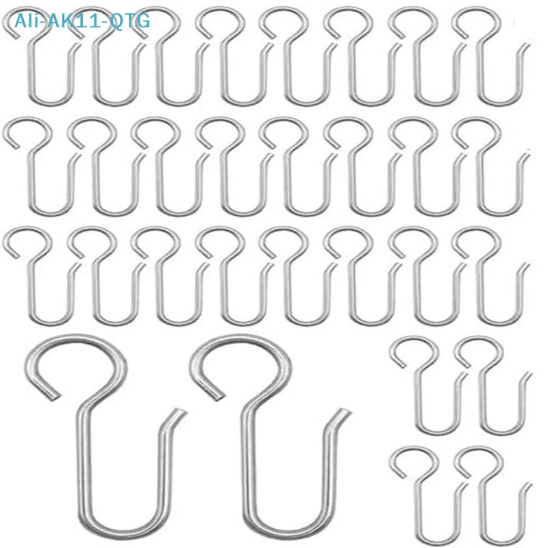 NEW 30Pcs Handy Curtain Accessories Metal Curtain Track Install Hooks S Shaped Metal Ceiling Shower Curtain Decoration Hooks