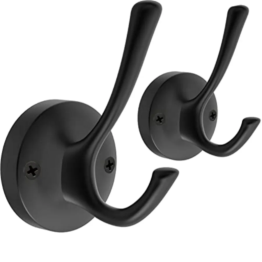 

Towel Hooks, Coat Robe Hook Heavy Duty Metal Double Bathrobe Hook Wall Mounted, Hand Towels Hooks for Cubicle Bathroom Kitchen