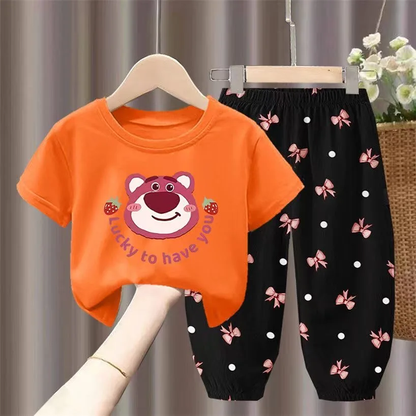 Summer Boys Clothes T-shirt & trousers 2 Pieces Set Teenage Girls & Boys Printing Lotso Fashion Casual Top & Bottom Outfit