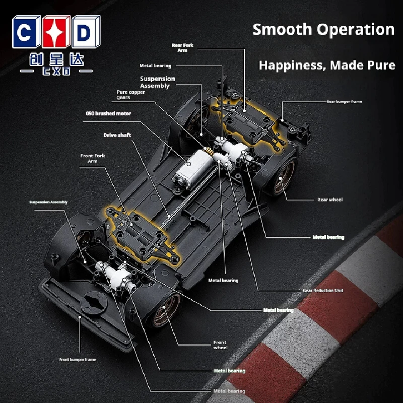 CXD 2401 1:24 Full Proportional 4WD RC Drift Car Desktop Pickup Truck Toy for Boys Adjustable Rear Wing Christmas Gifts