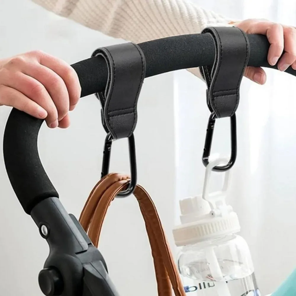 1/2pcs PU Leather Baby Stroller Hook for Pram Rotate 360 Degree Rotatable Cart Organizer Pram Hook Stroller Accessories