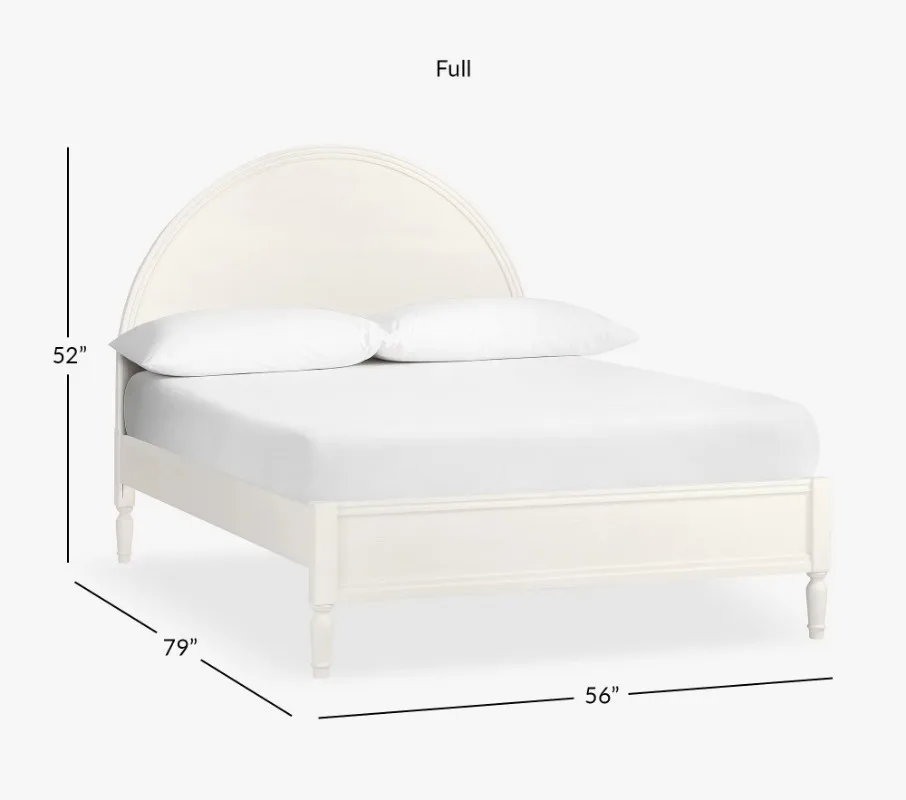 Pure white rounded wood bed, gentle princess single bed suitable for bedroom