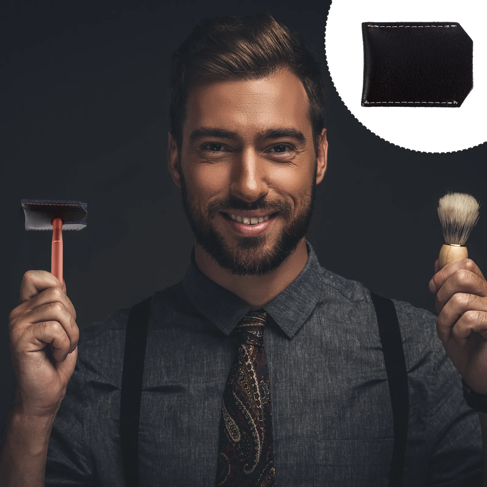 Safety Razor Protective Case PU Leather Travel Storage Cover Shaver Head Guard Portable Carrying Bag