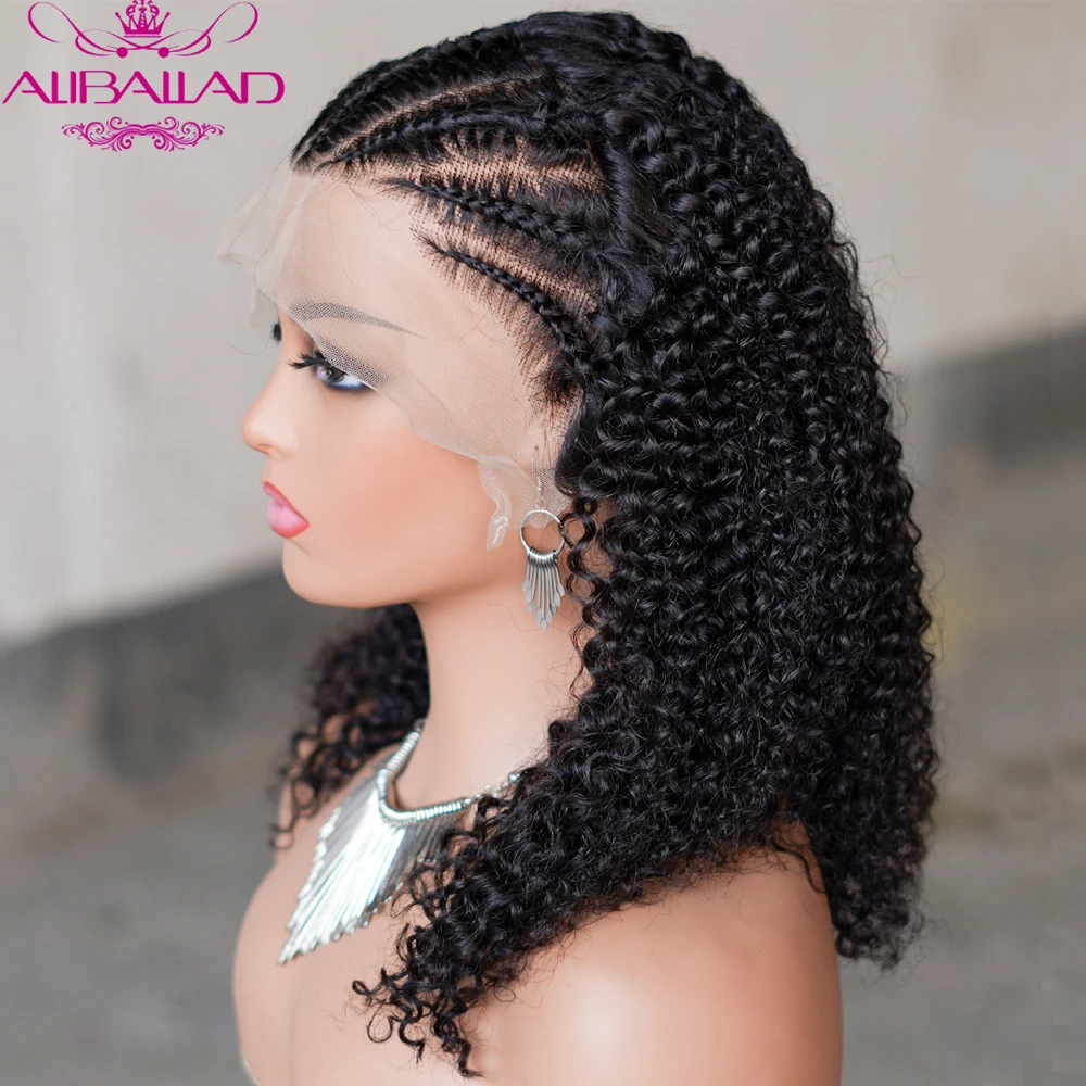 Perucas encaracolados perversos da parte dianteira do laço do Afro para mulheres, cabelo de Remy brasileiro, cabelo humano, preto natural, densidade