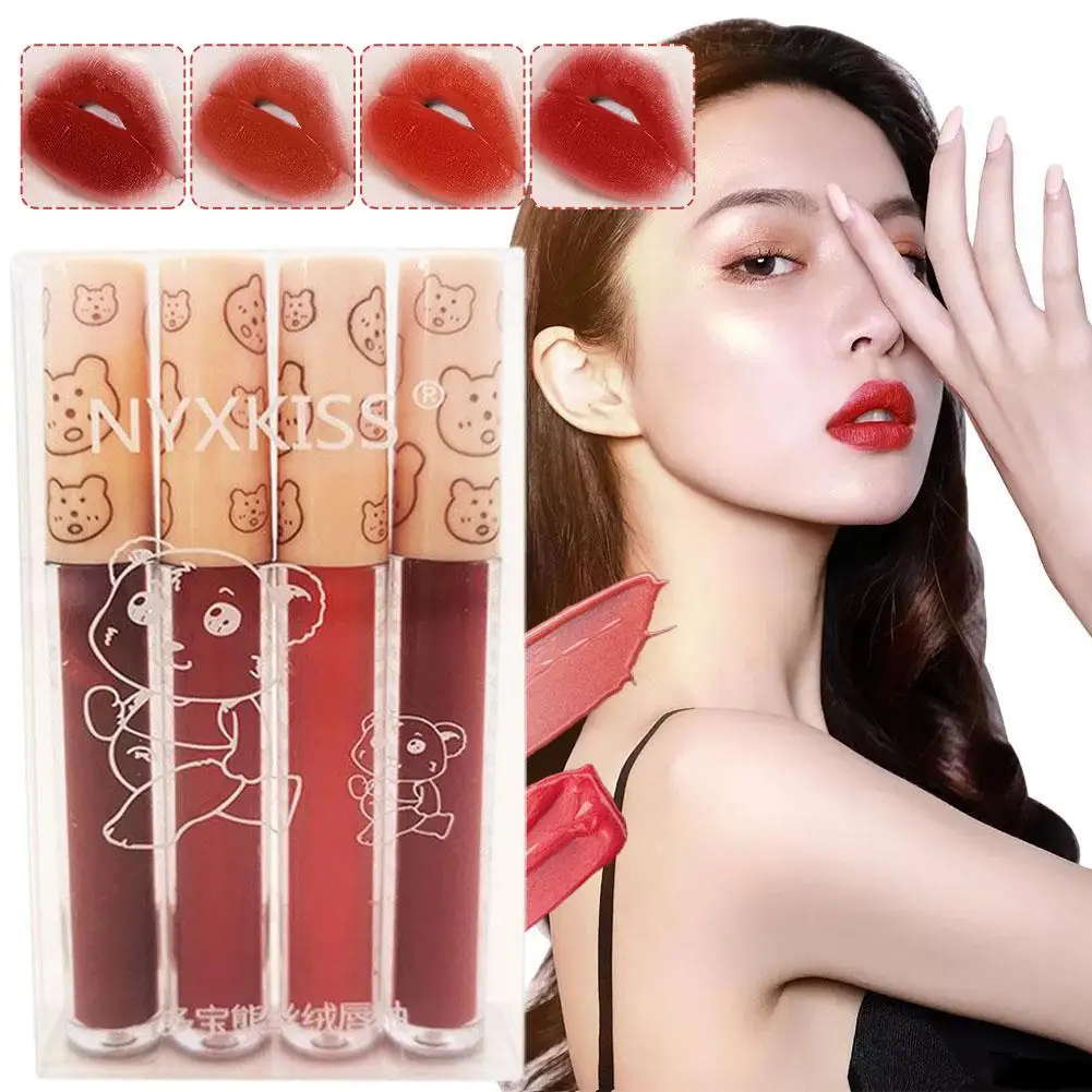 4 Color Velvet Matte Liquid Lipstick Set Lip Gloss Moisturizing Hour Texture Set Waterproof Non-sticky With Long Velvet 24 S4e1