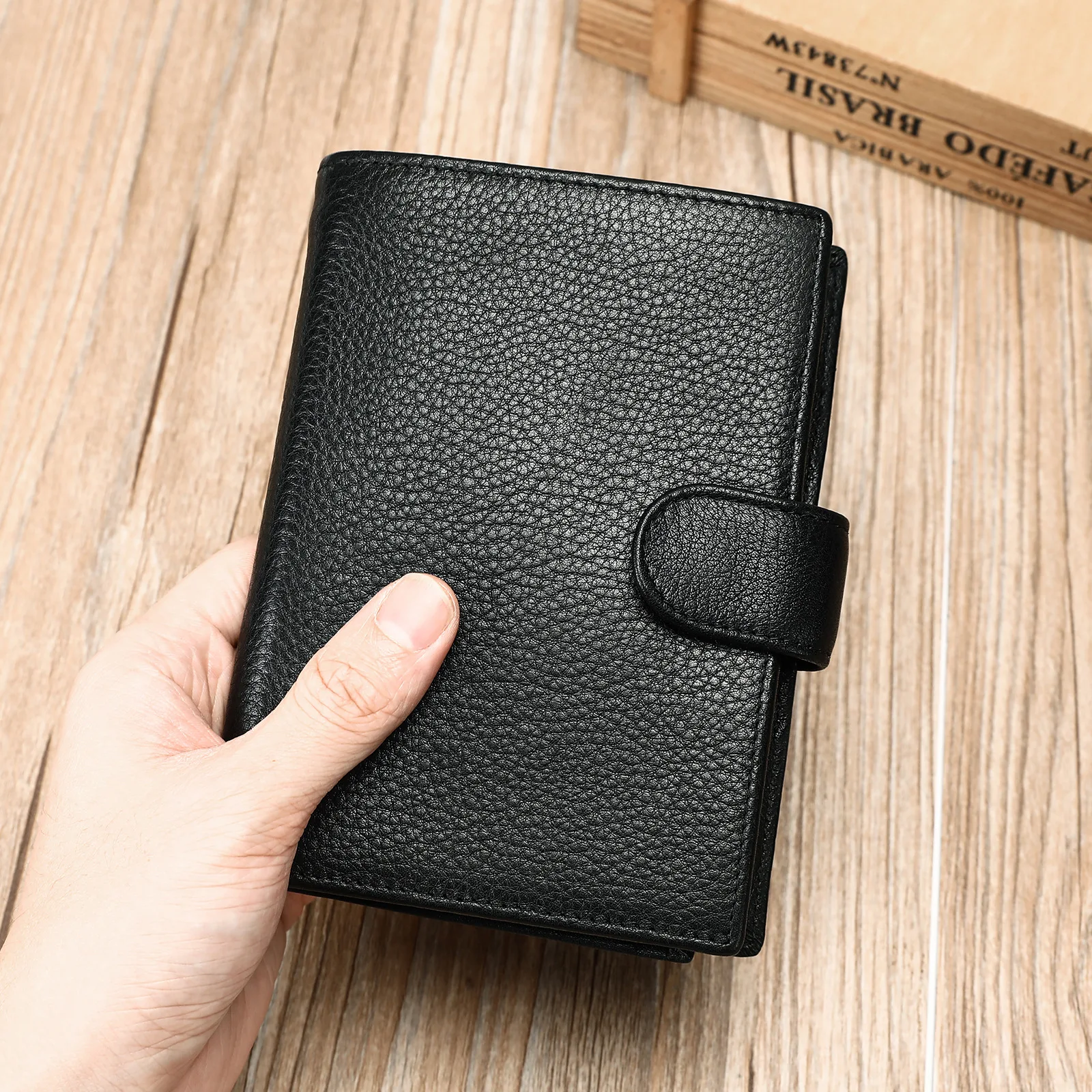 

Genuine Leather Men's Wallet with Multiple Card Slots and Passport Holder for Business Travel