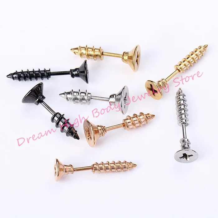 Imagem -02 - Brinco de Parafuso Retro Pin Piercing Brincos do Punk Rock de Spike Rivet Studs Ouvido para Mulheres Homens Moda Jóias Cruz Aço Inoxidável