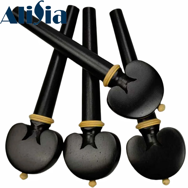 4pcs Good Cello Pegs Carved Ebony Jujube wood Cello Accessories 4/4 Full Size