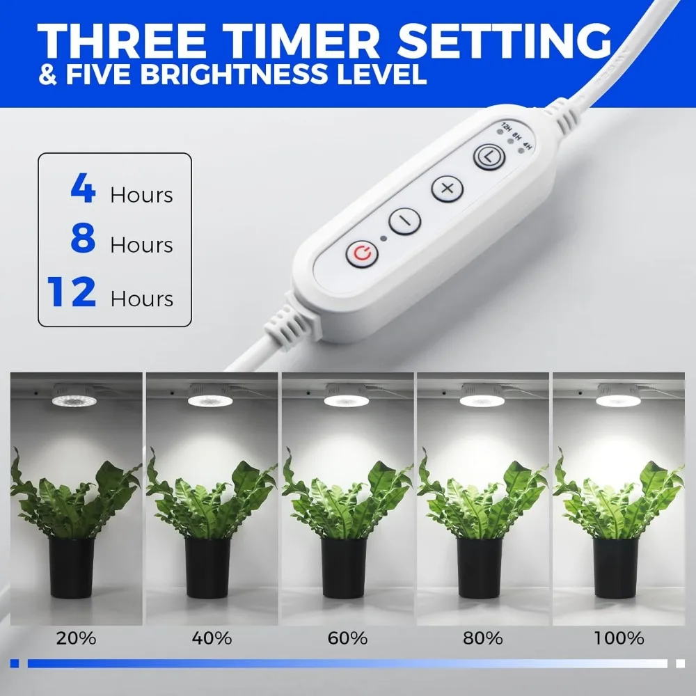 ضوء نمو LED كامل الطيف 54 وات، 5000 كلفن، 6 × 9 وات، يمكن مقارنه بقدرة 810 وات، مثالي لنمو النباتات الداخلية #4