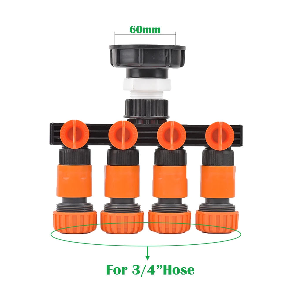 1000 litrów zbiornik IBC Adapter S60 wody z kranu, aby gwint żeński 4 Way wąż splitter nawadnianie ogrodu połączenia narzędzie