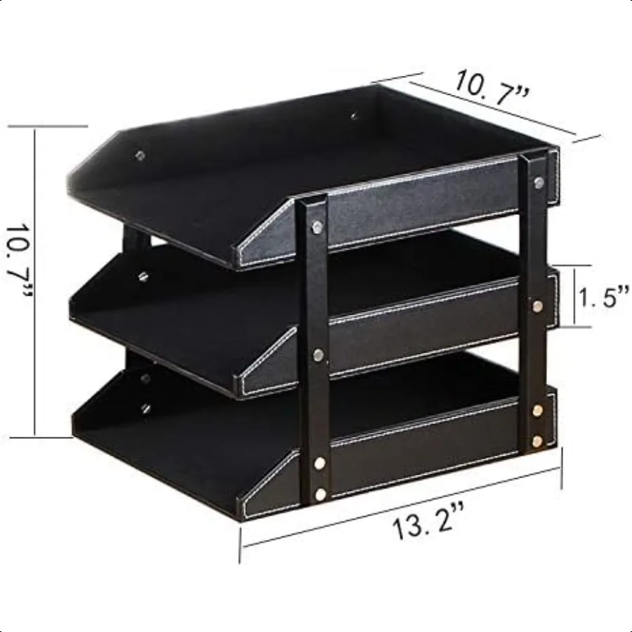 Лотки для писем, кожаный настольный органайзер для файлов, 3-уровневые листы, держатель для бумаги для документов, лоток для офисных настольных аксессуаров, сортировщик для хранения для складывания