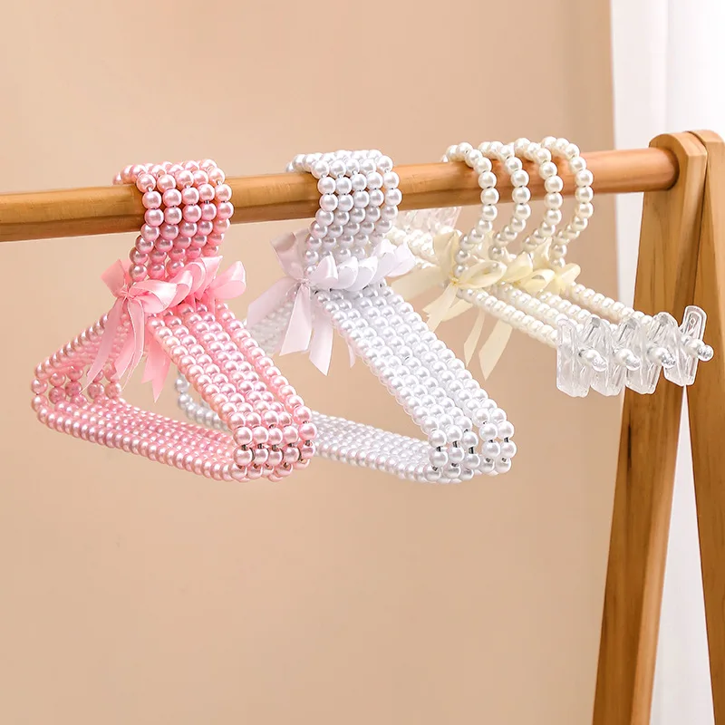 Beaded Clothing Hanger Faux Pearl Bow Clothes Hanger Elegant Clothes Dress Pants Hanger for Bride Dress Gift Wedding Clothes