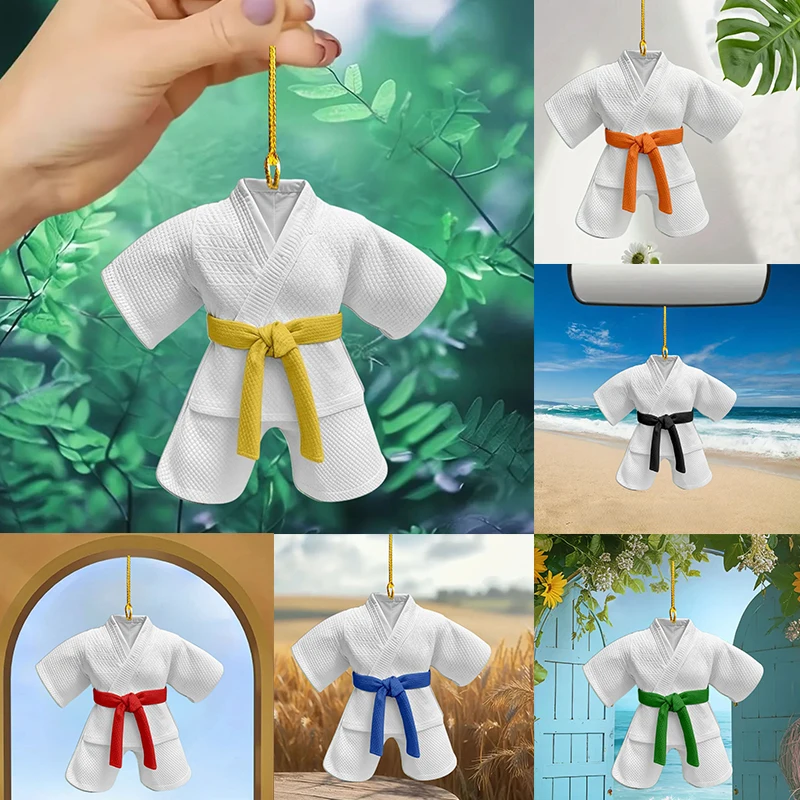 2PCS New Taekwondo Costume Theme Flat 2D Acrylic Pendant Suitable For Car Rearview Mirror Pendant