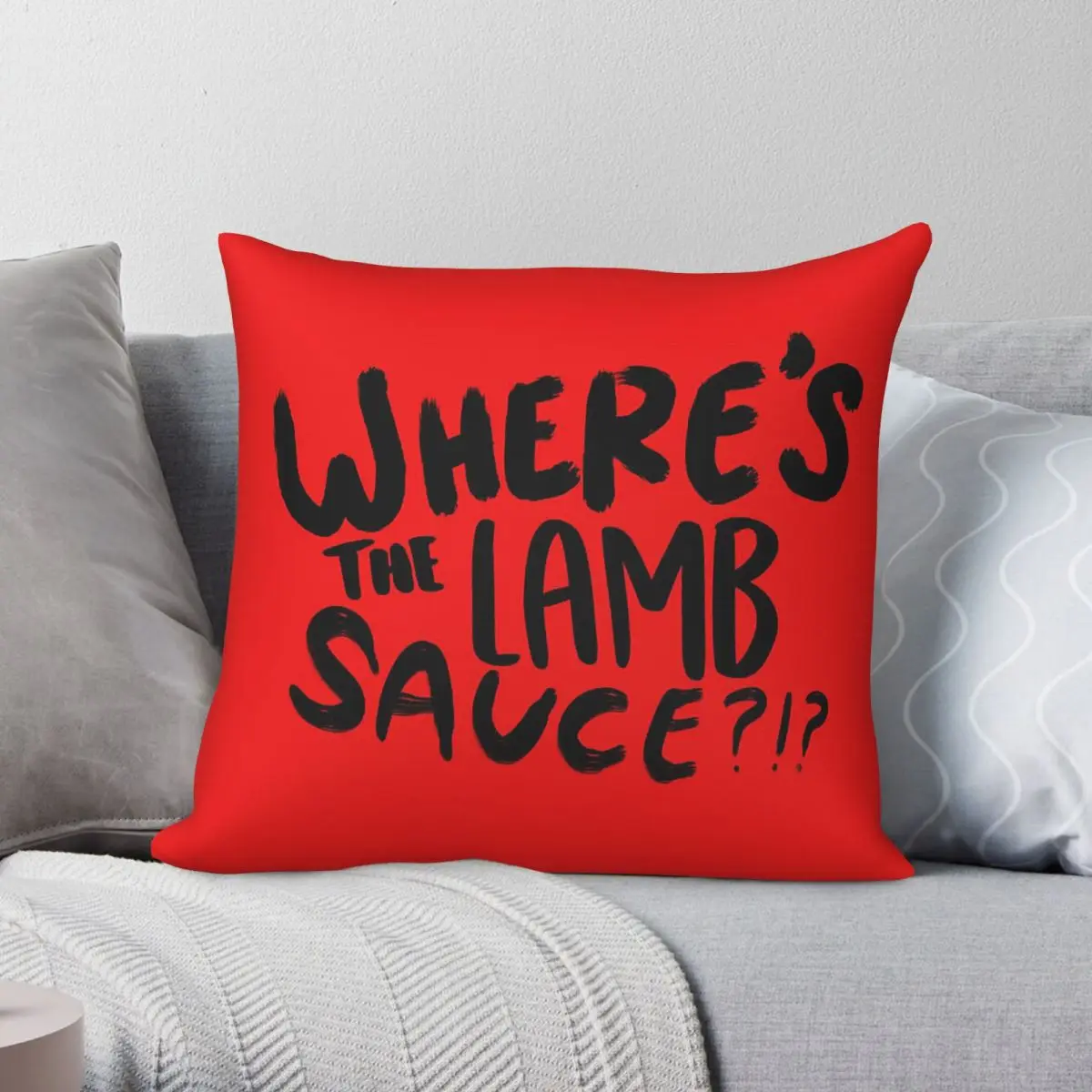 Where's The Lamb Sauce Chef Pillowcase Polyester Linen Velvet Printed Zip Decorative Home Cushion Cover