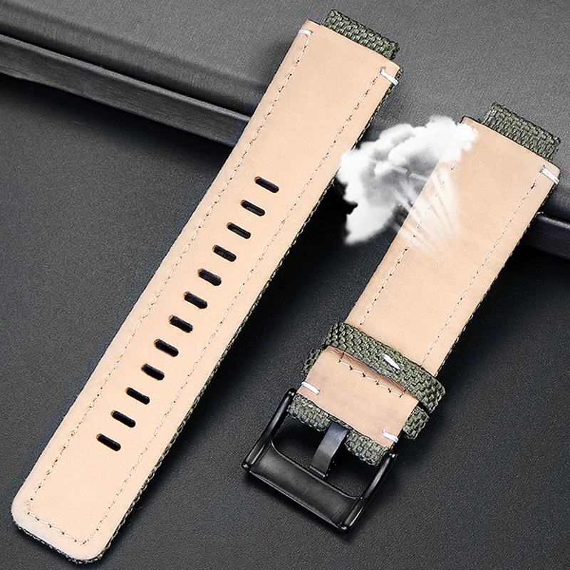 Watchband cowhide bottom For TIMEX T2N720 T2N721 TW2R55500 24*16mm Army green brown Men's Watch Strap Bracelet Sports canvas