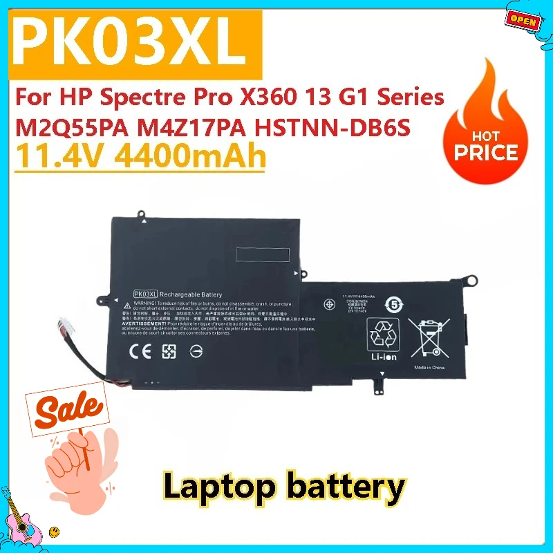 

Brand New High Quality 11.4V 4400mAh PK03XL Laptop Battery For HP Spectre Pro X360 13 G1 HSTNN-DB6S M2Q55PA M4Z17PA Series