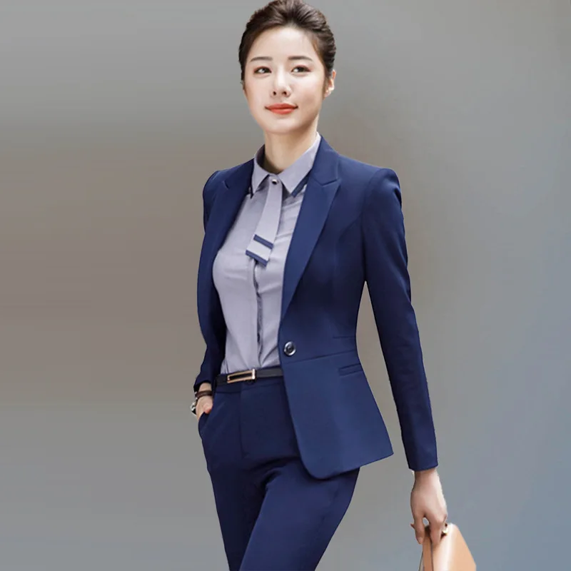 9940 Business Wear Women's Suit Spring and Autumn Elegant Slim Suit Ol White Collar Business Formal Wear Work Clothes Workwear