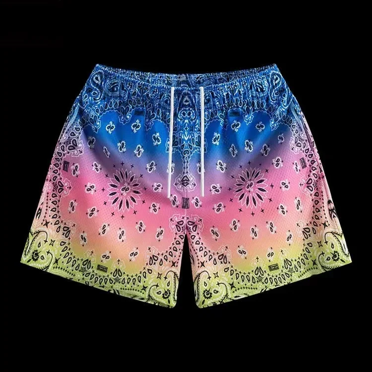 Paisley Shorts Summer Pant Beach Sports Basketball Hot Training Print Flower Hip Hop Loose Fit Freestyle