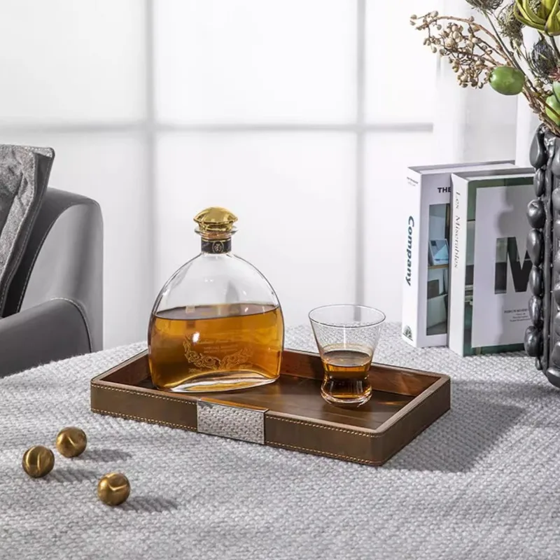 Nordic Leather Tray Round Storage Trays Table Top Dessert Fruit Provide Tray Coffee Table Aesthetic Simple Organizer Trays