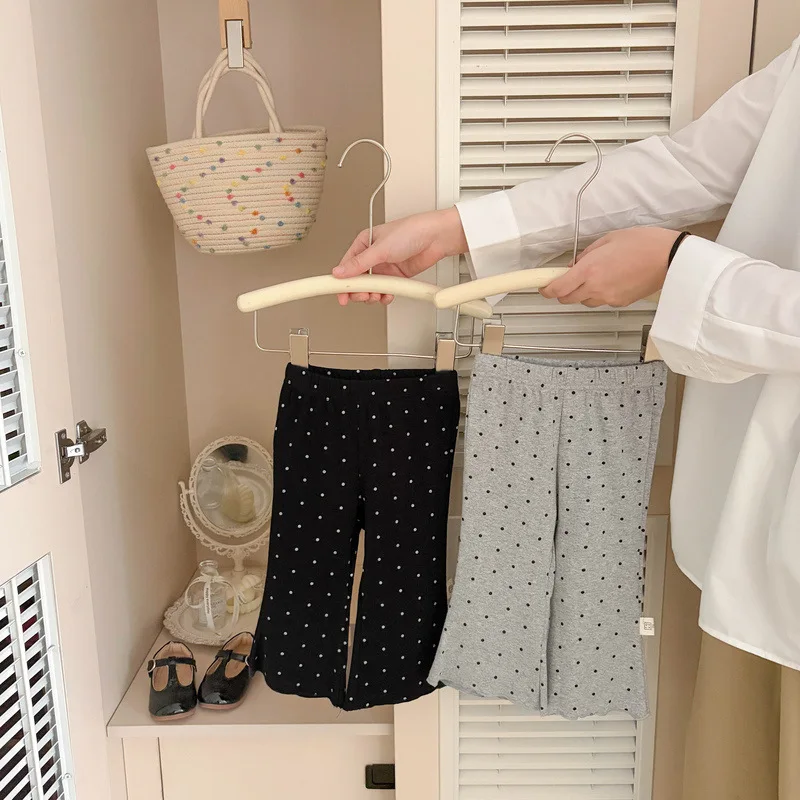 2026 Autumn New Girls Polka Dot Flared Pants Children Casual Pants Fashion Baby Girl Trousers Cotton Toddler Clothes