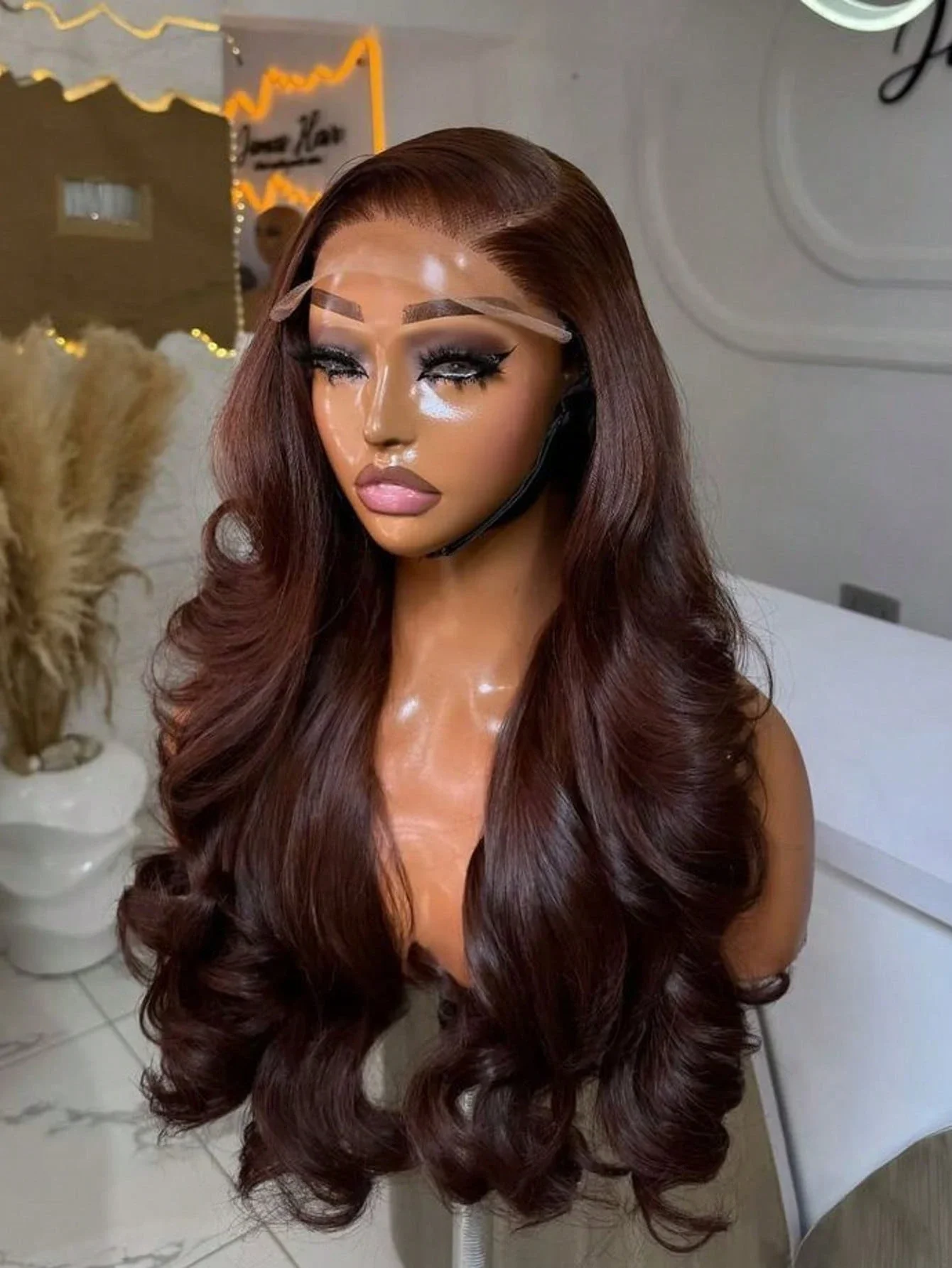 

Шоколадно-коричневый парик с кружевной передней частью, натуральные кудрявые волосы, парик с кружевной передней частью 13x4, необработанный, плотность 200%, для женщин