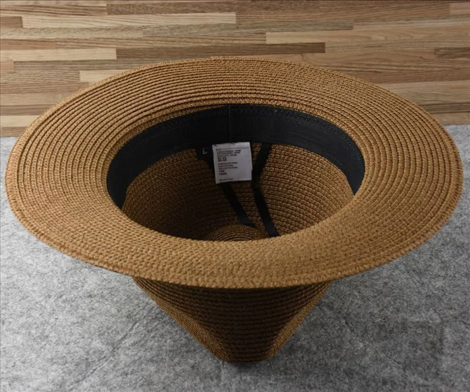 Sobre o tamanho chapéu de sol de palha para homens cabeça grande 62cm chapéus panamá masculino pesca ao ar livre praia dobrável jazz chapéu superior