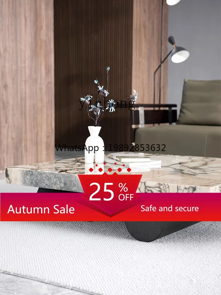 

Natural Marble Square Coffee Table Home Living Room Villa Creative High-End Modern Luxury