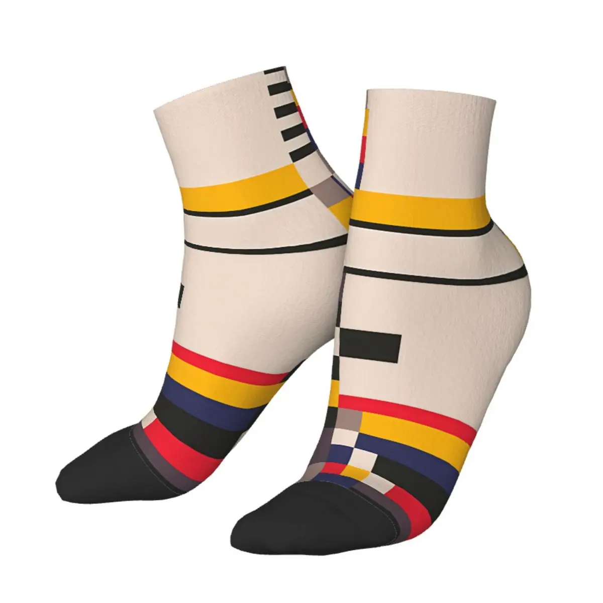 Geometric Design Bauhaus Inspired Ankle Socks Male Mens Women Spring Stockings Harajuku