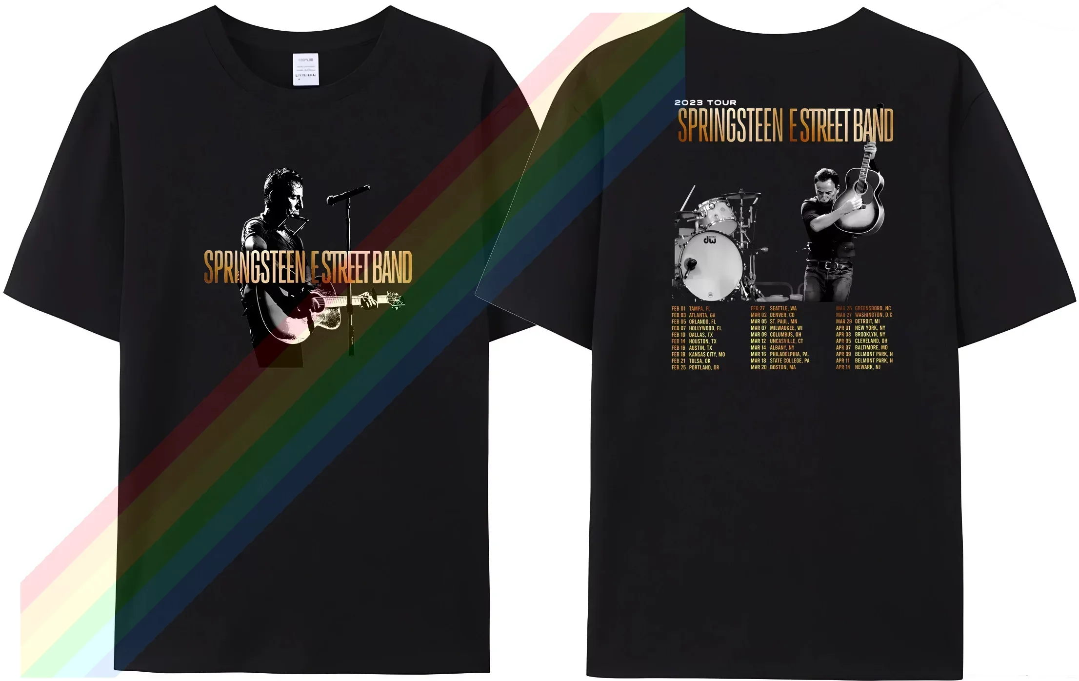 

TEW New men's t-shirt bruce springsteen and e street band tour date print women's 2023 tour popular tee