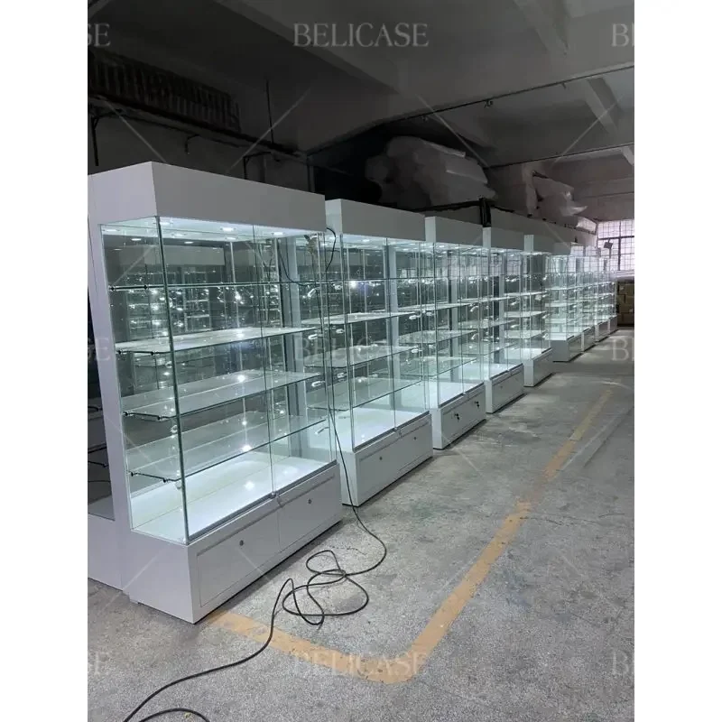 custom.High Quality Boutique Wood Display Cabinet Furniture Glass Showcases and Cases Jewelry Showcase Smoke Shop Display Vi