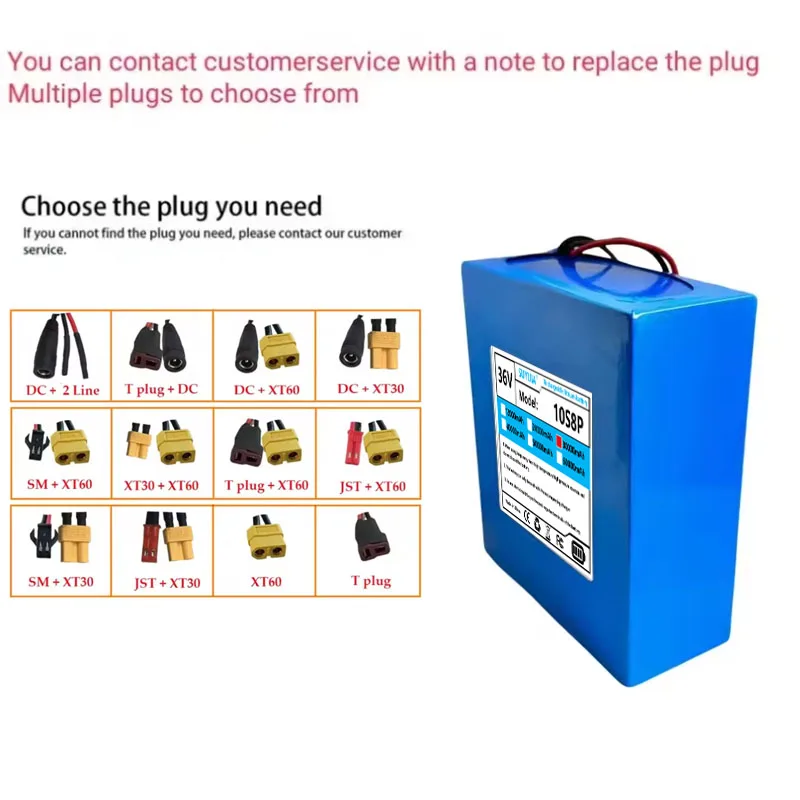 بطارية ليثيوم أصلية 36 فولت 30 أمبير 18650 10S8P مع BMS مدمج 1500 وات عالي الطاقة لمختلف إمدادات الطاقة لتخزين الطاقة