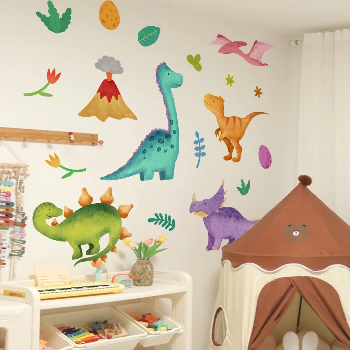 Dinosaur Wall Decals, Dino Alphabet Wall Stickers, Wall Decor for Boy Girl Kids Nursery Baby Bedroom Living Room Classroom