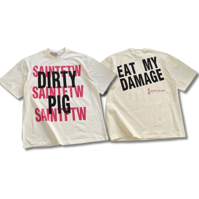 

SAINT Short-sleeved T-shirt High Quality Lettered Street Loose Casual Men's Women's T-shirts