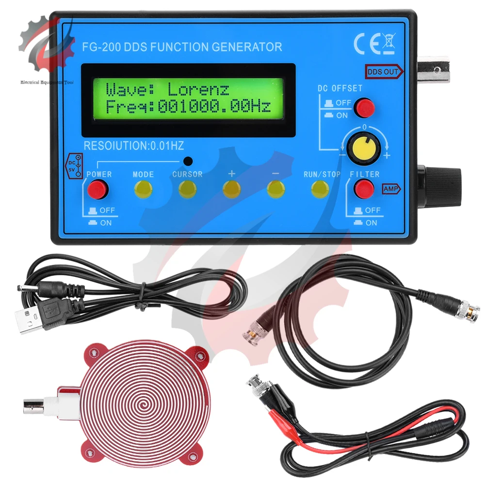 FG-200 0.01Hz-500KHz DDS Function Signal Generator Frequency Counter Signal Source Module Sine/Square/Triangle/Sawtooth Waveform