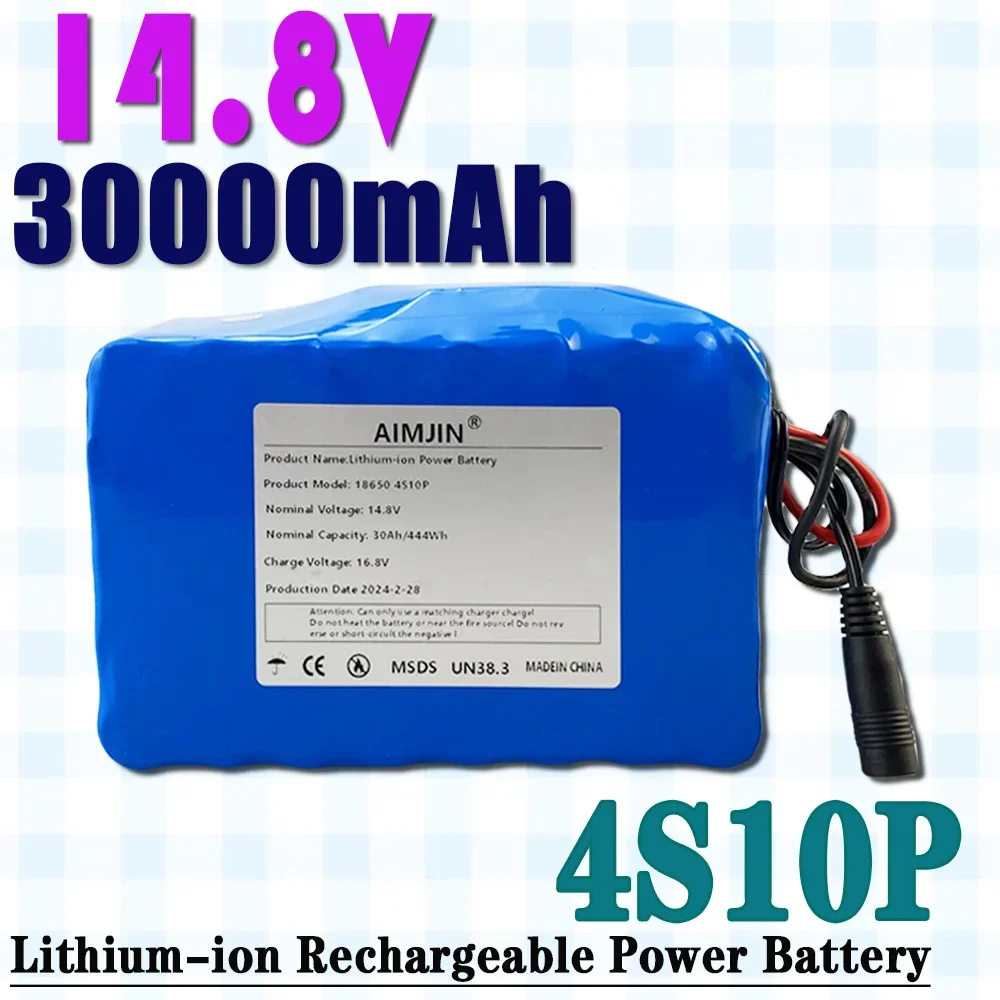 14.8V 30000mAh 18650 Lithium-ion Power Battery with BMS for Inverter Smart Robot High-power Equipment Etc+16.8V charger