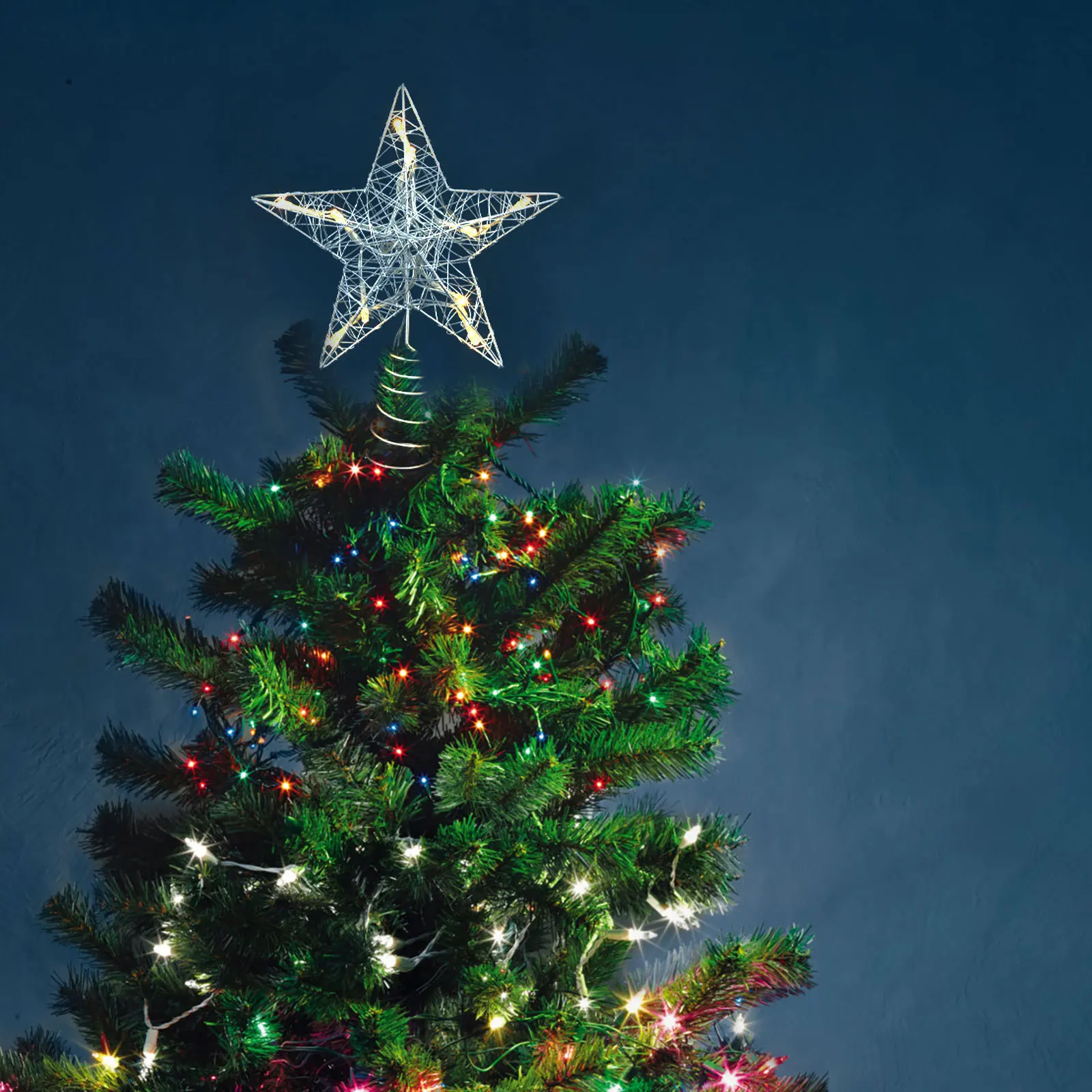 1 قطعة زخرفة نجمة LED مضيئة شجرة عيد الميلاد توبر مع تصميم أنيق لإضاءة ديكور المنزل الاحتفالي