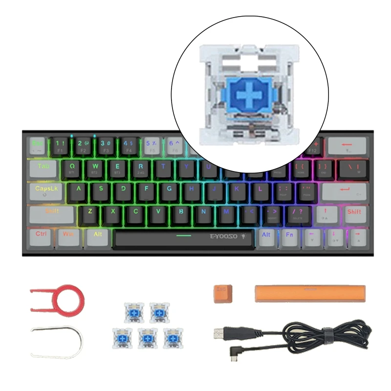 

Z-11 63 Keys Mechanical Keyboard RGB Backlit Type-C 2.4G BT5.0 Wireless Gaming Keyboard Optical Switches Hot Swappable