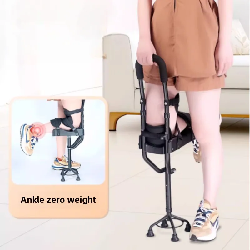 Broken Heel Ankle Fracture Crutch Foot Injury Ankle Single Leg Walking Aid,Sprained Foot Hands Free Crutches Disability Products