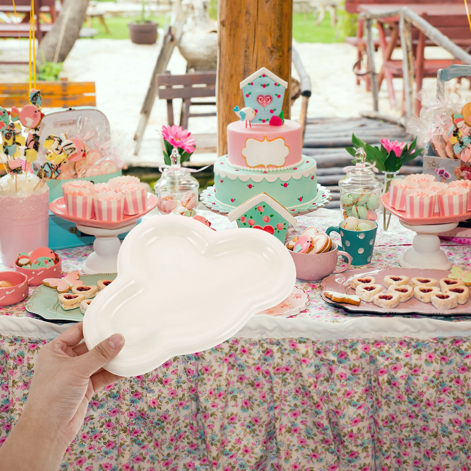 

Cloud Shaped Ceramic Plate Cute Decorative Tray Jewelry Holder Ring Trinket Storage Tray Room Bathroom Desk Decor