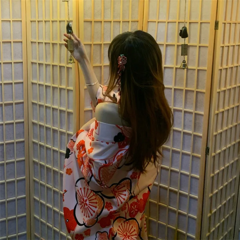 Japanese Style Printing Bathrobe Women's Vintage Dress Traditional Formal and Clothing