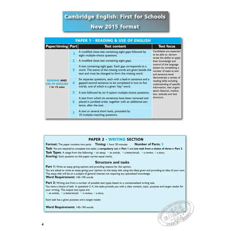 ببساطة كامبريدج الإنجليزية الأولى FCE للمدارس 8 اختبارات الممارسة الجديدة 2015 FORMAT SelfStudy Edition 9781781642283 #4