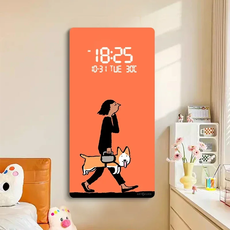Large Size Cartoon pattern Artwork Digital Disply Wall Clock, Luxurious Quartz Clock for Home Decor,living Room,bed Room Déc