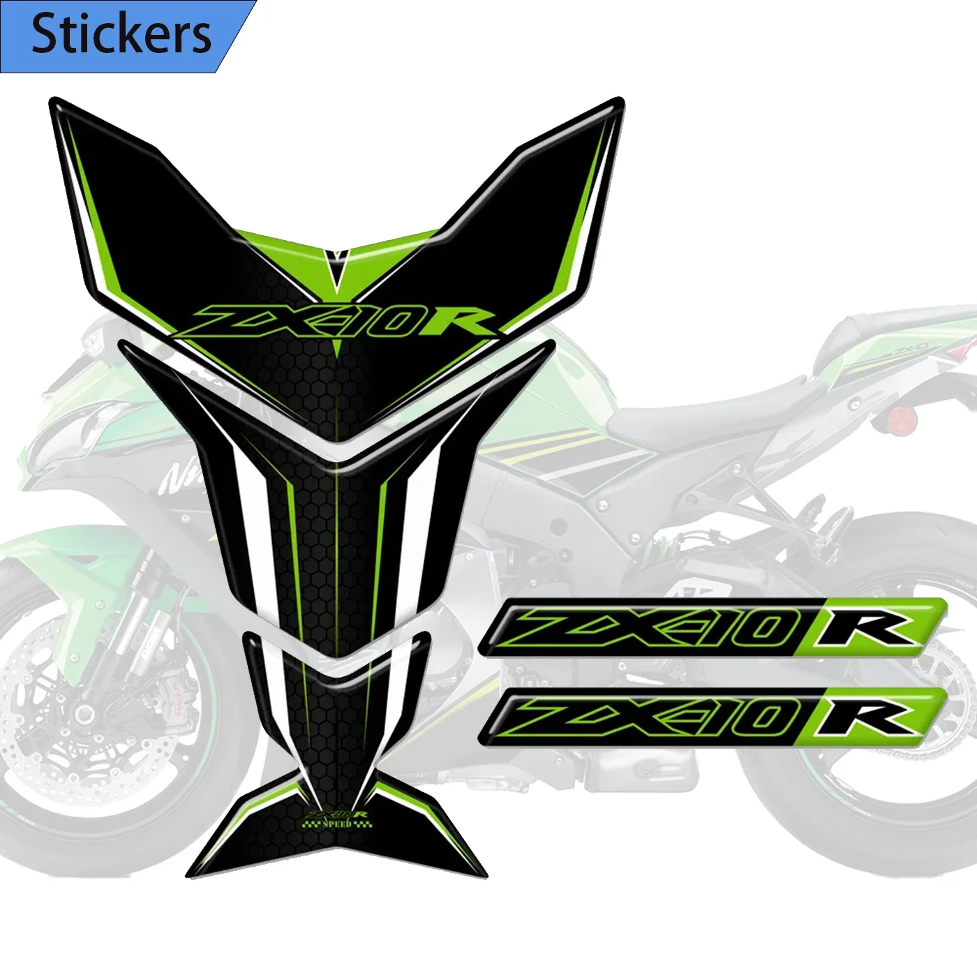 For Kawasaki Ninja ZX-10R ZX10R ZX 10R  Decals Protector Tank Pad Gas Fuel Oil Kit Knee Emblem Badge Logo