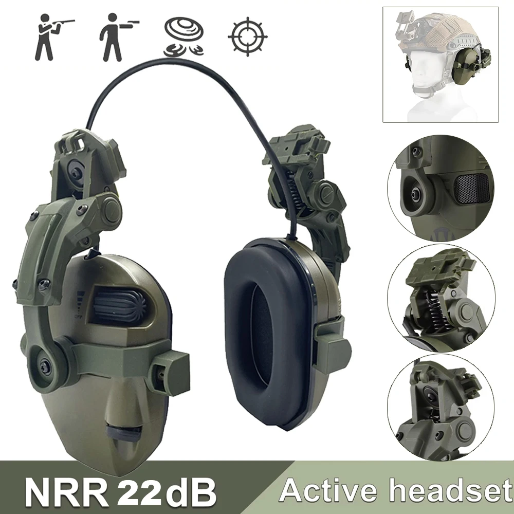 

Активные наушники на шлеме для стрельбы, электронная защита органов слуха, защита ушей, шумоподавление, активные охотничьи наушники