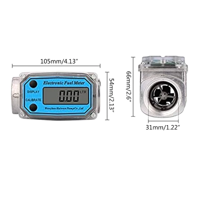 Imagem -05 - Medidor de Turbina Digital com Display Lcd Bsp Macho Gás Óleo Combustível Medir Die Querosene Gasolina 4