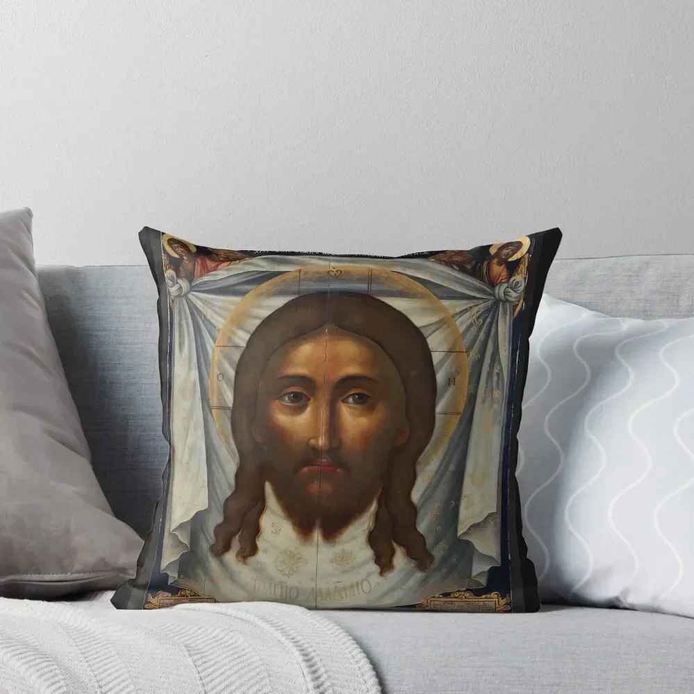 

The Veronica Veil Shroud of Turin Jesus Holy Face Throw Pillow Couch Cushions Plaid Sofa pillow