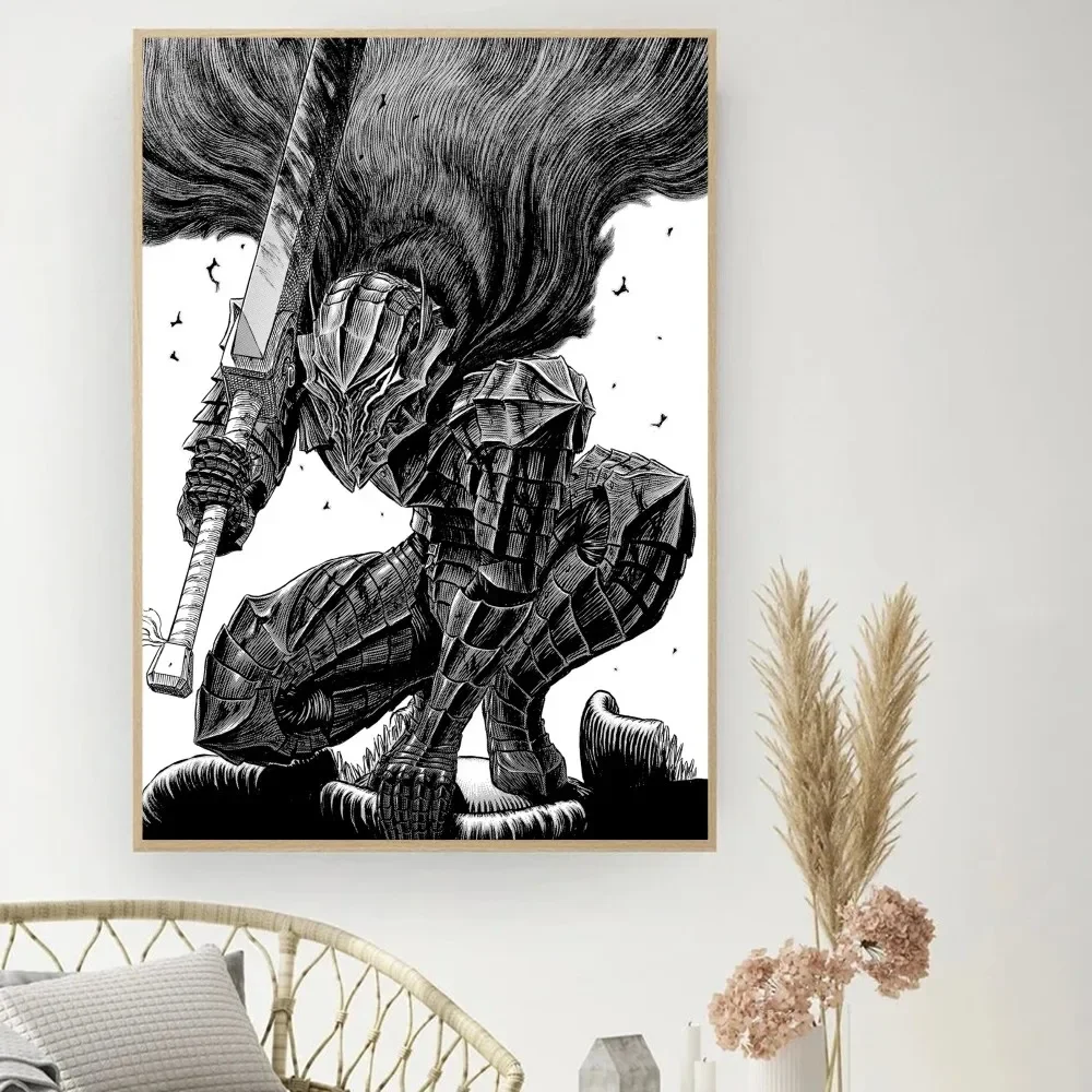 Berserk Japanese Anime Poster DIY Vintage Movie Poster Wall Art Painting Study Stickers Small Szie Wall Painting